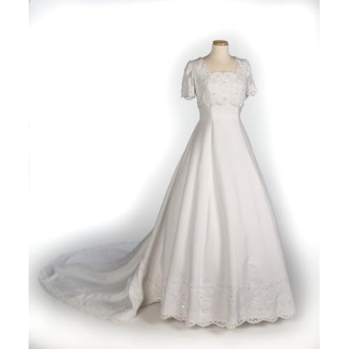 White Cap Sleeve Satin Wedding Gown