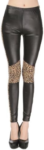 Women's Animal Leather Leopard Pattern Ankle Length Footless Legging