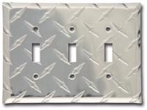 Diamond Triple Toggle Switch Plate - Aluminum