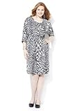 IMAGE OF Avenue Plus Size Snow Leopard Dolman Sleeve Dress, Black Combo 22