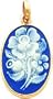 14K Gold Porcelain Flowers Cameo Pendant Jewelry New