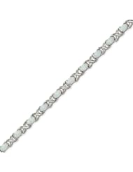Sterling Silver 7 Inch Created Opal XO Bracelet - 7 Inch