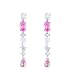 Ladies Rhodium Multi Shape White and Pink Cubic Zirconia Drop  Earrings