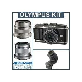 Olympus E-P3 Pen Digital Camera Black Kit with M.Zuiko 17mm f/2.8 Black Lens, M. Zuiko Digital 45mm f/1.8 Lens, M.Zuiko Digital ED 12mm f/2.0 Lens and Olympus VF-2 Optical Viewfinder, Black