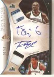 2006-07 SP Game Used Authentic Fabrics Dual Patches Autographs #GM Kevin Garnett / Rashad McCants - Minnesota Timberwolves (Piece of Authentic Jersey - Autographed - Serial #d to 25) (Basketball Cards)
