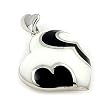 White and Black Curved Heart Pendant