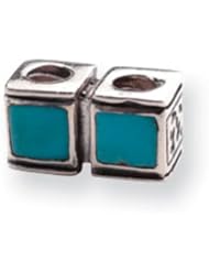 Reflections (tm) Sterling Silver Turquoise CZ Connector Bead / Charm