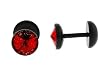 Black Bioflex Fake Plug with Red - 16g Ear Wire - 2G Fake (Sold as Pair)