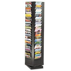 Safco 92-Pocket Steel Rotary Magazine Rack, 14 x 68 Inches, Black (4325BL) On Sale