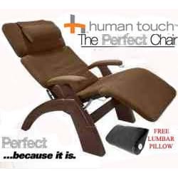 The Human Touch Power Electric Perfect Chair Recliner - PC95 PC-095 Dark Walnut Recline... by The Human Touch Power Electric Perfect Chair Recliner - PC95 / PC-095 Dark Walnut Recline Wood Base Cashew Brown MicroSuede Pads - Interactive Health Zero Anti Gravity Chair