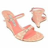 Luciano Padovan Pink Croco-embossed Leather Wedge Sandal Shoes