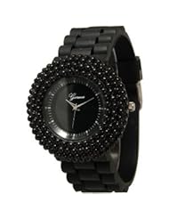 Black on Black Large Face Silicone Watch w/ Smooth Pearl Look