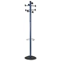 Alba Stan Hat and Coat Stand Tubular Steel with Umbrella Holder and 8 Pegs 1850mm Blue Ref PMSTAN2B