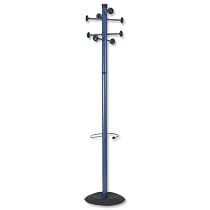 Alba Stan Hat and Coat Stand Tubular Steel with Umbrella Holder and 8 Pegs 1850mm Blue Ref PMSTAN2B
