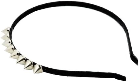 Punk Rock Sideways Spike Rivet Studs Punk Hairband, Spike Punk Headband, Punk Hair Band (Silver Spikes)