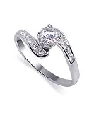 Nickel Free Sterling Silver Round Clear Cubic Zirconia Solitaire Polished Finish Rhodium Plated 3mm Band Ring Size 5, 6, 7, 8, 9, 10