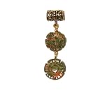 Unakite Pendant 03 Stone Natural Blue Green Flower Gold Pewter Crystal Gem 2.1