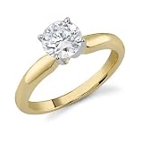 Diamond Solitaire CZ Ring, 14K Yellow Gold