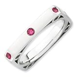 Genuine IceCarats Designer Jewelry Gift Sterling Silver Stackable Expressions Polished Created Ruby Square Ring Size 8.00