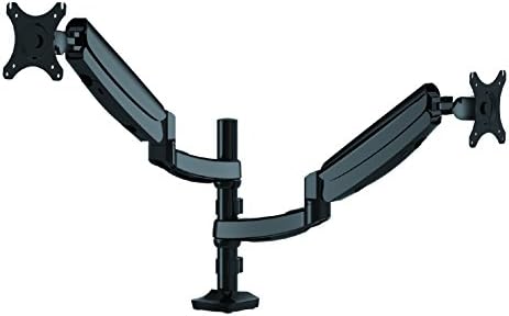 Dual Monitor Arm with Full Adjustable Motion for LCD Display Monitors from 10 - 27 Inches - Vesa 75x75/100x100 and Adjustable Angle -85 to 15 Degrees | Heavy Duty, Black, Light (7.7 - 19.8 lbs)