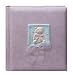 4X6 2-UP 200 PHOTO BABY CAST APPLIQUE TEXTURED MULBERRY ALBUM - PINK TEDDING BEAR - Photo Album
