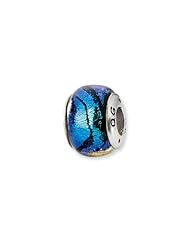 Blue Dichroic Handmade Glass Charm for 3mm Charm Bracelets