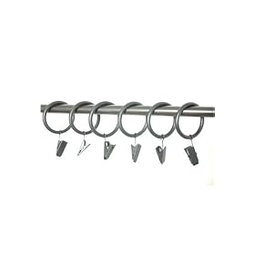 Curtain Rings With Clips (set Of 7) Black Curtain Rod Rings by BackyardBargain LLC