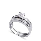 .925 Sterling Silver Rhodium Plated Band Cubic Zirconia Ring