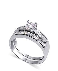 TDRSZ1030-5 Nickel Free .925 Sterling Silver Rhodium Plated Band Cubic Zirconia Ring Size 5