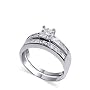 .925 Sterling Silver Rhodium Plated Band Cubic Zirconia Ring