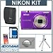 Nikon Coolpix S5100 Digital Camera Kit - Purple - with 8GB SD Memory Card, Camera Case, Table Top Tripod, Spare Rechargeable Li-ion Battery EN-EL10, 2 Year Extended Service Coverage