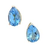 14K Pear Shaped 3.60CTW Blue Topaz Earrings
