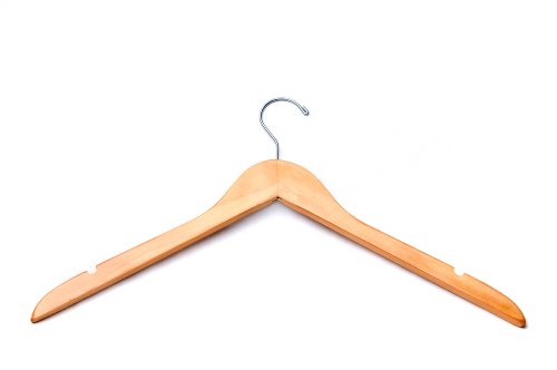 Wooden Wood Clothes Hanger Natural Finish w/Notch (Box of 100)