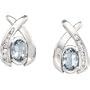 14K White Gold Genuine Aquamarine & 1/10CT Diamond Earrings. PAIR 6X4, 2 0.400 Ct -- 6X4 MM, Oval Gemstone AQUA, 4 0.008 Ct , I1 G-H Round Diamond FULL CUT, 6 0.010 Ct , I1 G-H Round Diamond FULL CUT