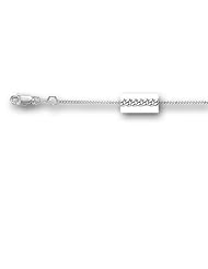 10K Solid White Gold Gourmette Pendant Chain Necklace 18" 1mm