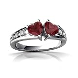 14K White Gold Heart Genuine Ruby Heart to Heart Ring