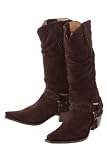 LUCCHESE Charlie 1 Horse I4723 Womens Cowboy Western Boots Shoes Slouch Suede Dark Brown