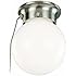 Design House 519272 Single Light Ceiling Mount Light with Pull Chain with Opal Glass, Satin Nickel Finish