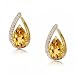 Ladies Yellow Gold Stud Citrine Diamond Stud Earrings