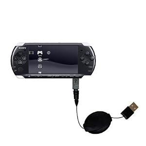 Retractable USB Cable for the Sony PSP-3001 Playstation Portable Slim with Power Hot Sync and... by Gomadic