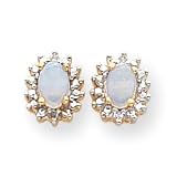 14k .04ct Diamond and Opal Birthstone Earrings
