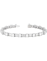 14KT White Gold Stunning Diamond Tennis Bracelet featuring 34 Baguette Cut and 17 Round Brilliant Cut Diamonds in a High Polished Setting. 7 1/5 CTW