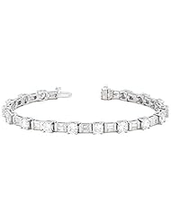 14KT White Gold Stunning Diamond Tennis Bracelet featuring 34 Baguette Cut and 17 Round Brilliant Cut Diamonds in a High Polished Setting. 7 3/4 CTW