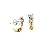 14K Two Tone Gold Cubic Zirconia (Created) J-Hoop Earrings