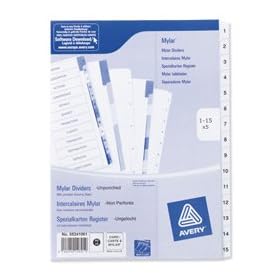 Brand New. Avery Index Unpunched 1-15 White A4 Ref 05241061 [Pack 5]