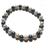6.0-6.5 MM Black & White Freshwater Pearl Bracelet
