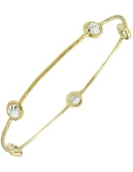CleverEves 14Kt Gold Y Slip-On With Blue Topaz Bangle