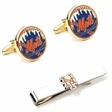 New York Mets Cufflinks and Tie Bar Gift Set
