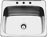 Kindred QSL2225-12N Single Bowl Self-Rimming Stainless Steel Sink 22-1/16 x 25-5/8 x 12