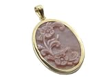 Pink Mother Of Pearl Enclosed Flower Pendant, 14k Gold